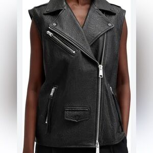NEW - AllSaints Billie Leather Biker Vest